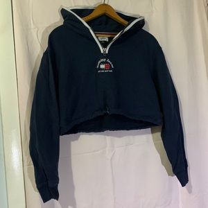Tommy Hilfiger navy cropped quarter-zip hoodie